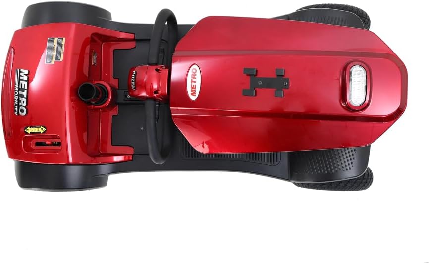 MAX Plus Emerald Outdoor Mobility Scooter - 16 Miles Range, Foldable Design, Anti-Tip Safety System, USB Charger & Cup Holder, 2 * 20AH Battery (300W Motor, 136kg Capacity) (Red + Metal)