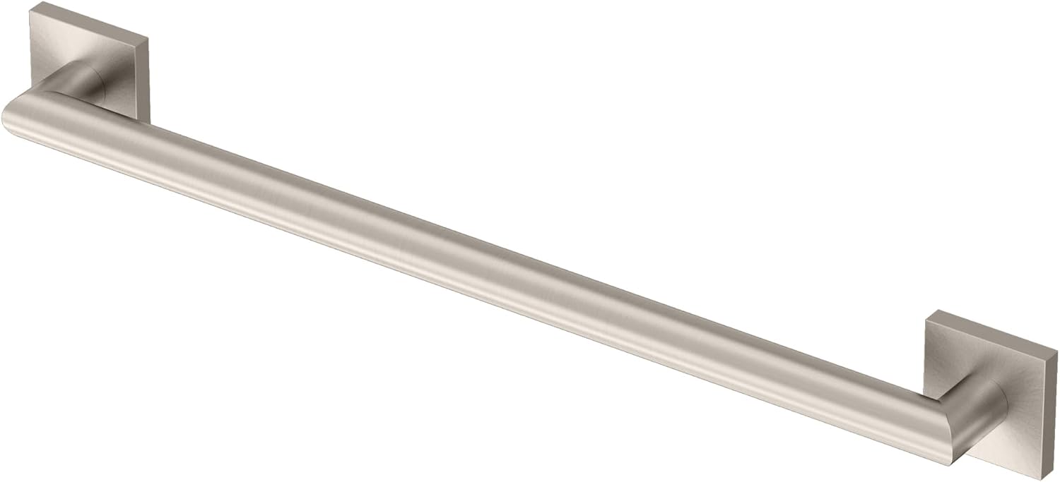 Gatco 662SN Glam Too ADA Compliant 24-Inch Grab Bar, Satin Nickel Wall Mounted Stainless Steel Bathroom Safety Grab Bar, Heavy-Duty Shower & Bathtub Support Handle for Elderly & Handicap Assistance