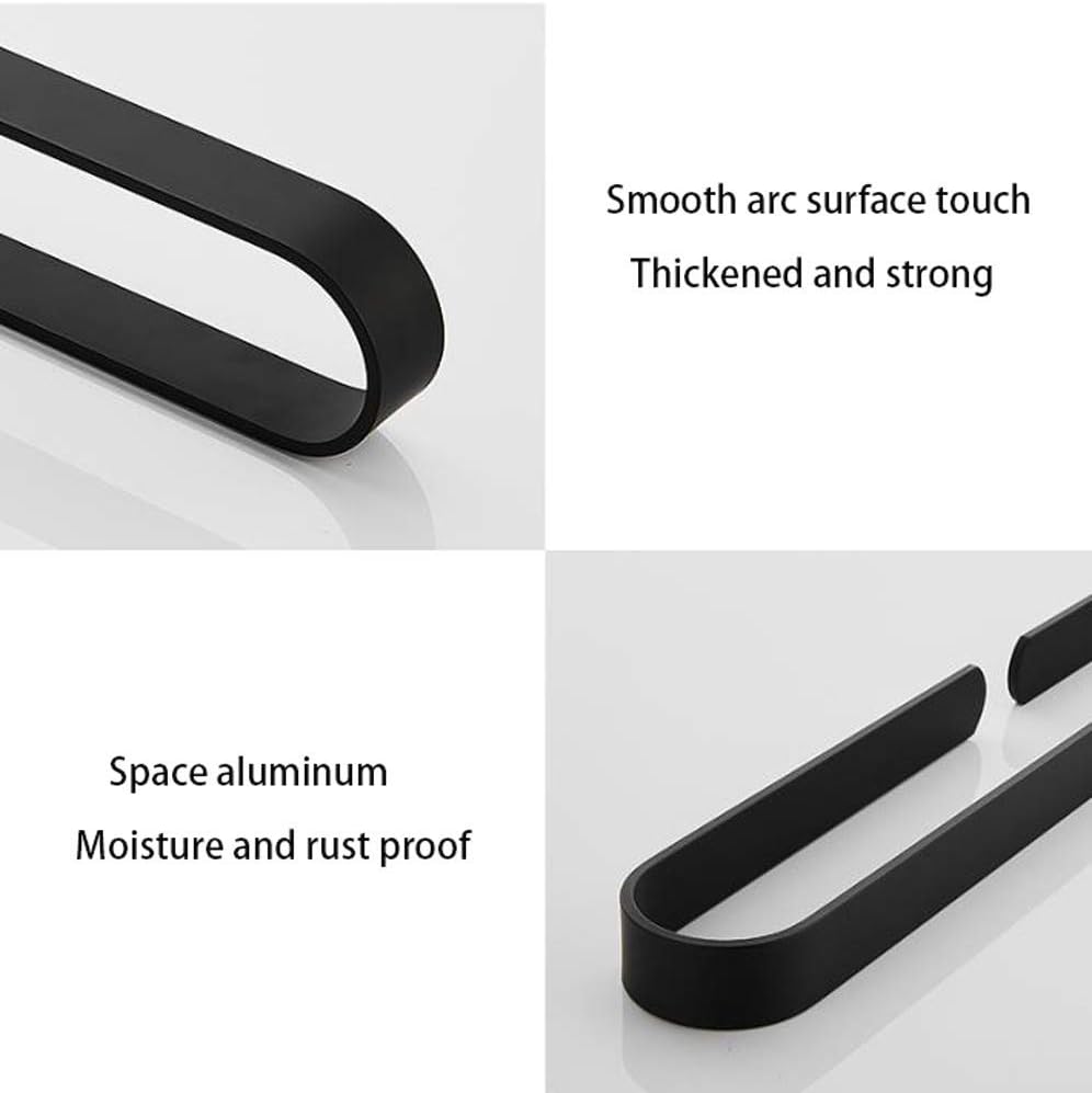 NERDOH Modern and Simple Bathroom Towel Rack,Space Aluminum Wall-Mounted Towel Bar,Bathroom Towel Rail Rack,Painted Finish(30cm,40cm,50cm,60cm) Black