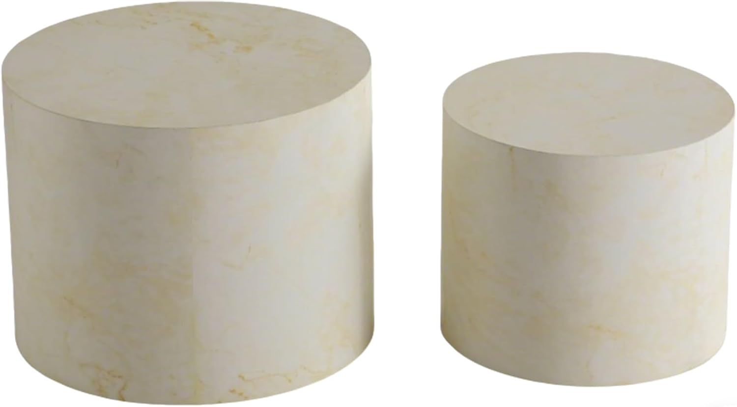Nesting Coffee Table Set of 2, Modern Round Wooden Coffee Tables, Accent End Side Table for Small Space Living Room,Beige