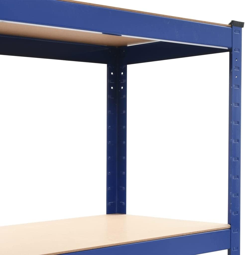 5-Layer Corner Shelf Industrial Racks Organizer for Living Room Garage Storage Racks Suitable for bedrooms, Living Rooms and Offices Silver Steel&Engineered Wood (Blue 31.5' x 15.7