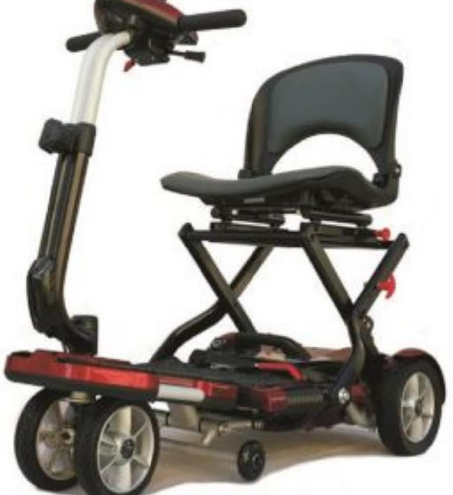 EV Rider Transport Folding Travel Electric Mobility Scooter Sealed Lead Acid Batteries (Without Armrests) Burgundy