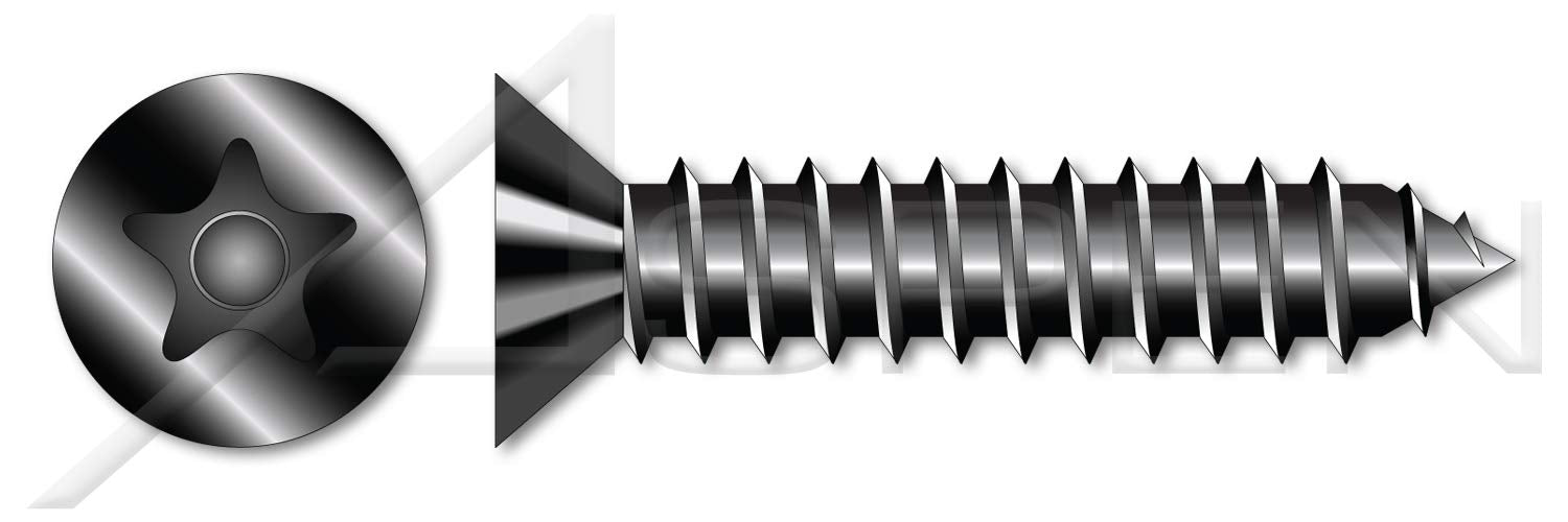 (1000 pcs) #14 X 3/4', Self-Tapping Sheet Metal Screws, Flat Countersunk Head Tamper-Resistant Torx Plus(r) Pin Drive, Type AB, Steel, Black Oxide