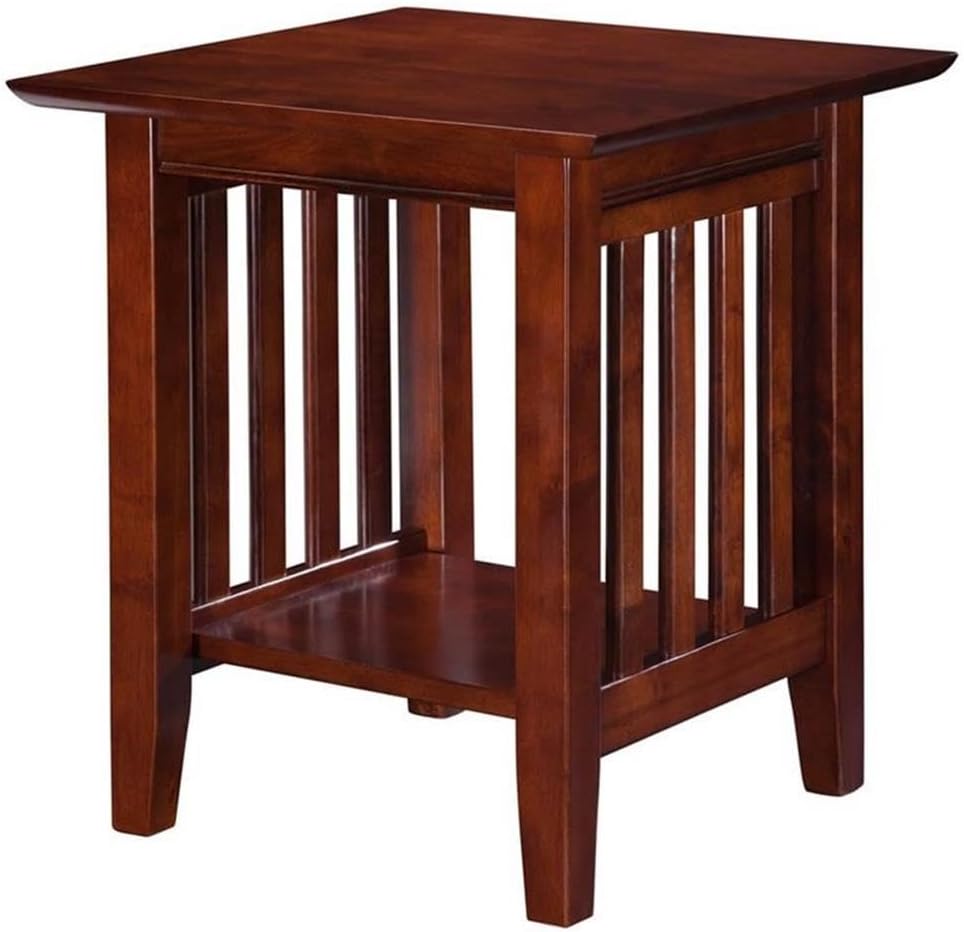 Pemberly Row End Table Coffee Accent Table, Square, Contemporary, Indoor with 1 Shelf in Solid Wood, Walnut