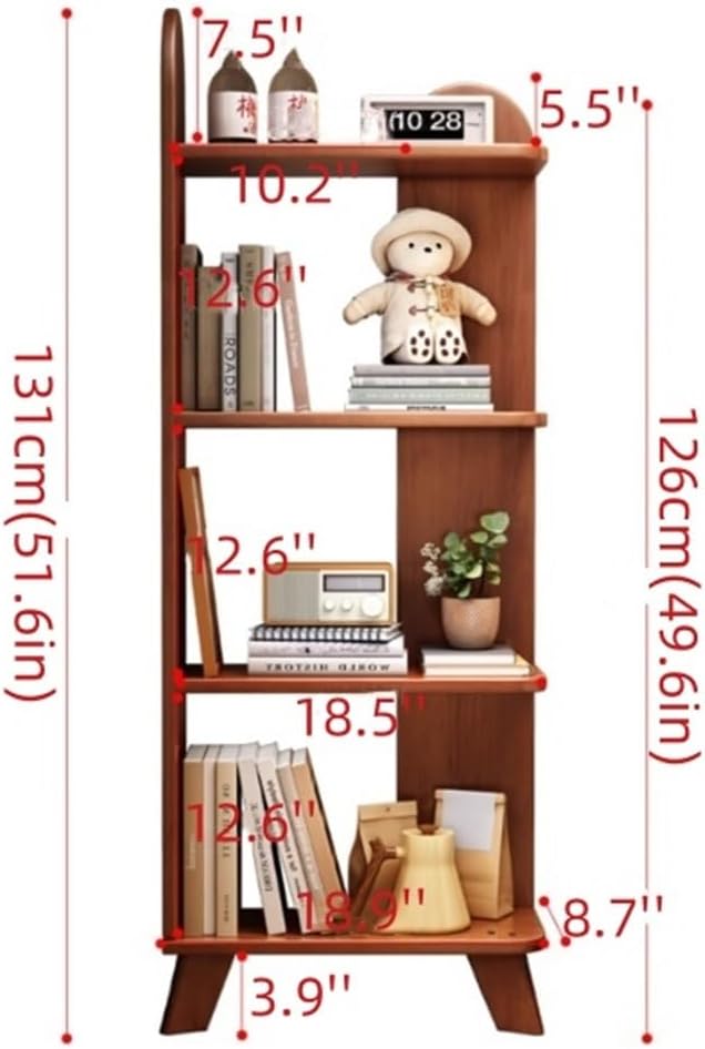 Solid Wood Floor-Standing Storage Rack, Modern Minimalist Storage Shelf, Corner Storage Rack, Corner Bookcase for Bedroom, Living Room(Gray)