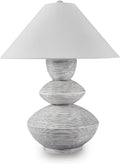 Signature Design by Ashley Brickdon Minimalist Polyresin Table Lamp with On/Off Switch, Light Gray & White