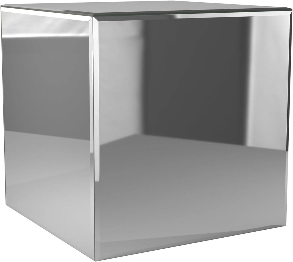 Howard Elliott Collection Mirrored Finish Silver Cube Table Centerpiece, Showpeice Coffee Table, Home Decor Accessories Furniture for Bedroom, Livingroom, 16 x 16 x 16 Inch