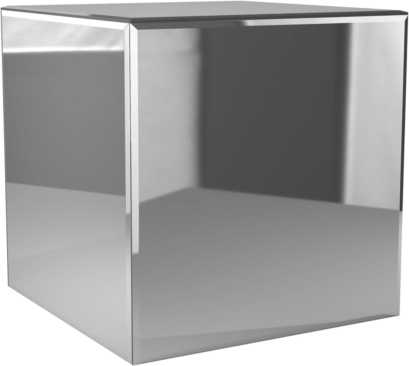 Howard Elliott Collection Mirrored Finish Silver Cube Table Centerpiece, Showpeice Coffee Table, Home Decor Accessories Furniture for Bedroom, Livingroom, 16 x 16 x 16 Inch