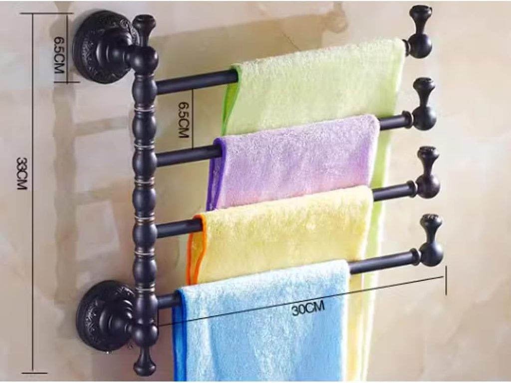 ZHOUXIAO Oil Rubbed Bronze Swing Out Towel Bar Holder/Brass Swivel Multiple Towel Rack for Bathroom or Kitchen, Towel Bar Folding Arm Swivel Hanger Bathroom Storage Wall Moun R