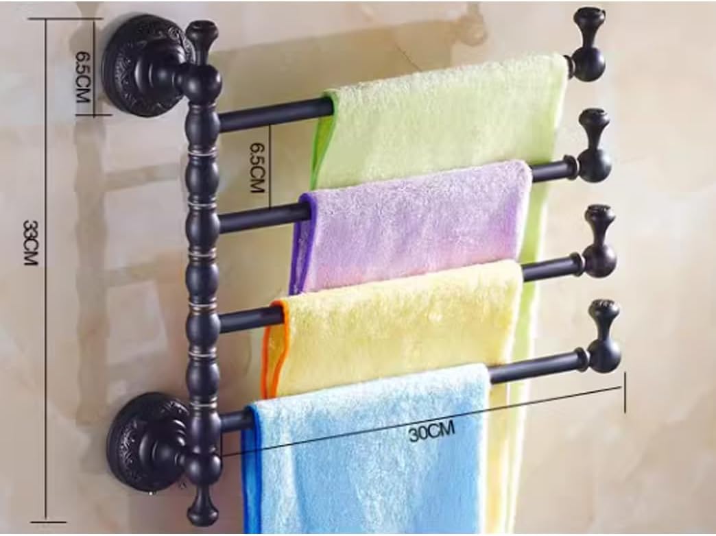 ZHOUXIAO Oil Rubbed Bronze Swing Out Towel Bar Holder/Brass Swivel Multiple Towel Rack for Bathroom or Kitchen, Towel Bar Folding Arm Swivel Hanger Bathroom Storage Wall Moun R