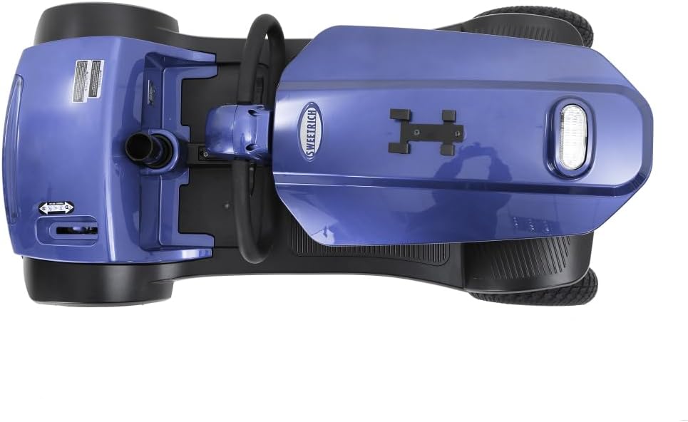 MAX Plus Emerald Outdoor Mobility Scooter - 16 Miles Range, Foldable Design, Anti-Tip Safety System, USB Charger & Cup Holder, 2 * 20AH Battery (300W Motor, 136kg Capacity) (Blue + Metal)