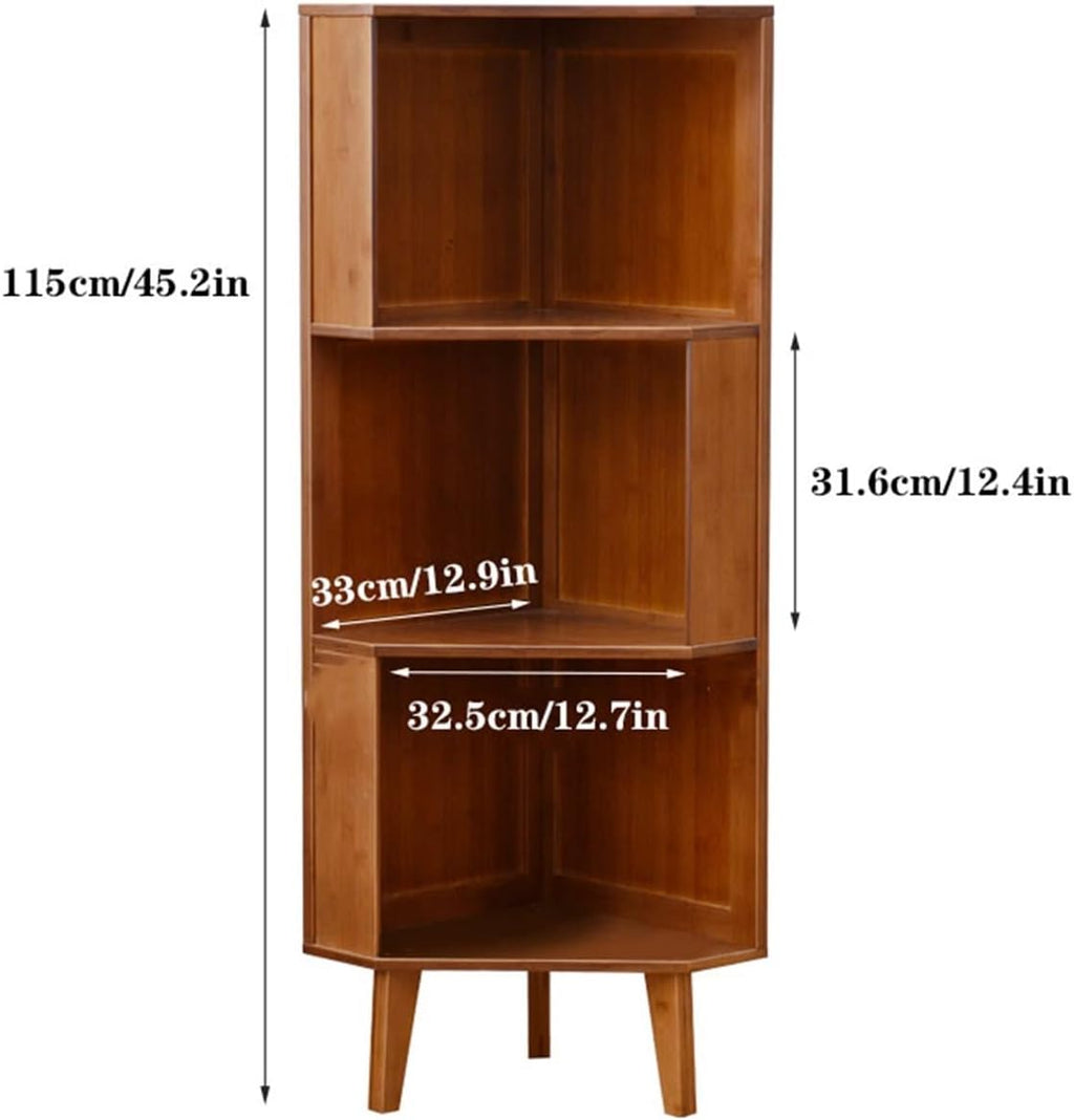 TOMYEUS Bookshelf Creative Wooden Triangle Bookshelf Corner Small Bookshelf Floor-to-Ceiling Corner Shelf for Living Room Bedroom Office Bookcase Storage Rack