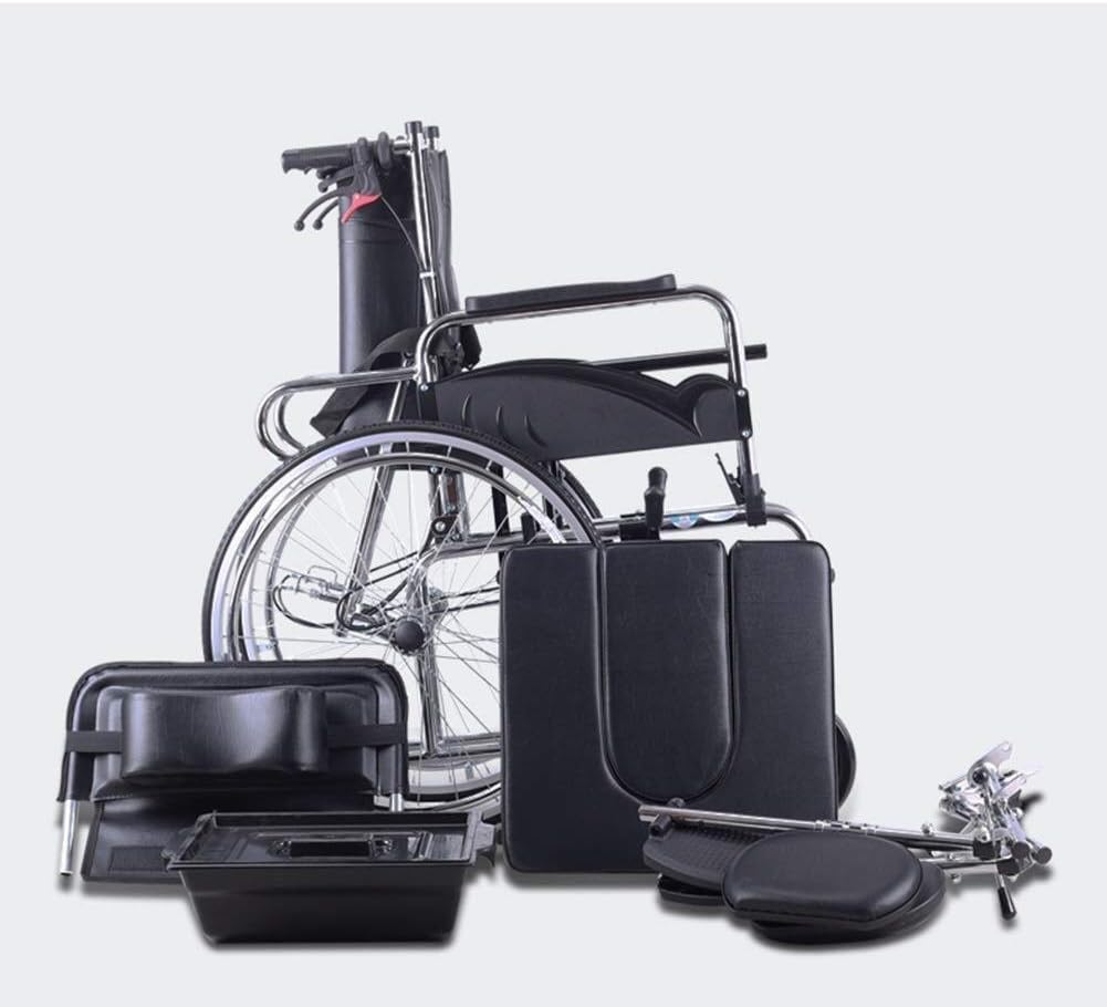 Wheelchair Home High Back to Back Lying, with Toilet Simple Dining Table Fold Portable Travel Elderly Trolley Disabled Scooter,Portable