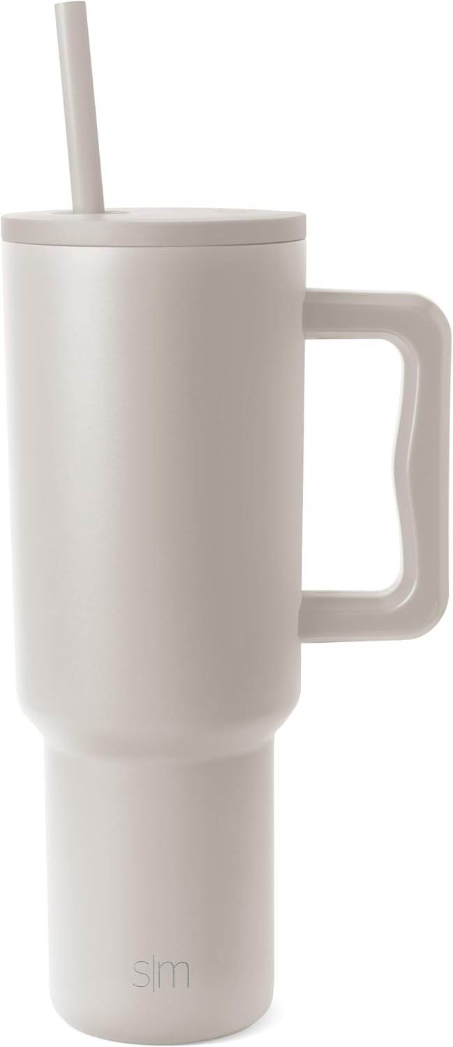 Simple Modern 40 oz Trek Tumbler with Handle and Straw Lid | Cup Holder Friendly Insulated Stainless Steel Travel Mug | Almond Birch (Pack of 12)