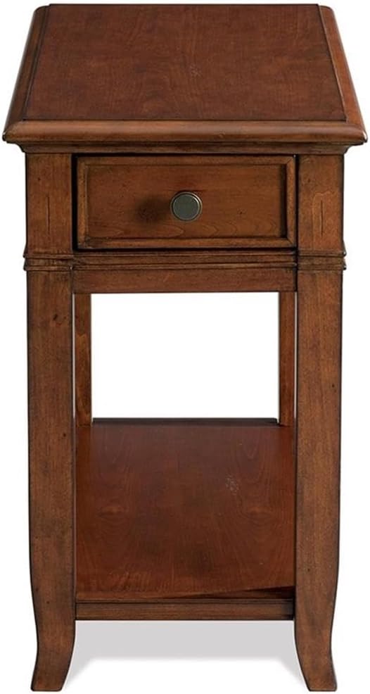 BOWERY HILL 1 Drawer Traditional Wood End Table with Bottom Shelf in Cherry