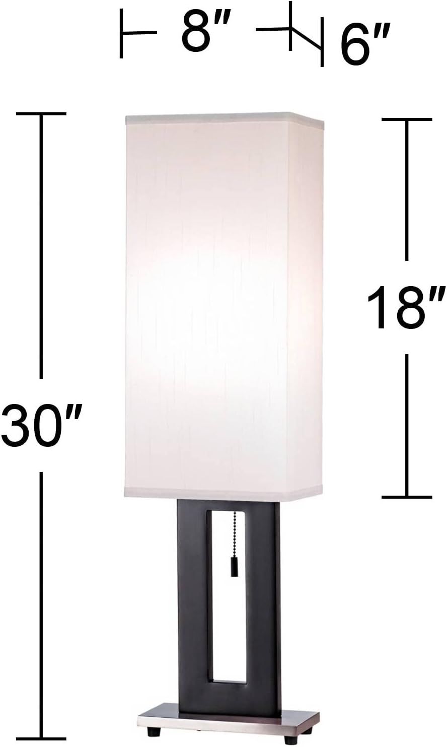 360 Lighting Floating Modern Table Lamps 30' Tall Set of 2 Black Metal Open Frame White Fabric Rectangular Box Shade for Bedroom Living Room House Home Bedside Nightstand Office Entryway