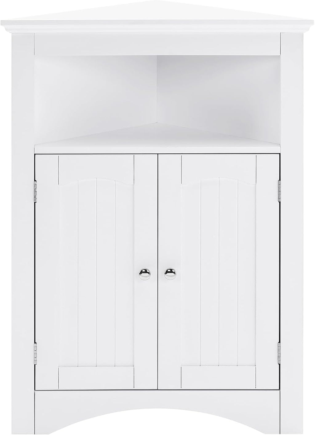 Small Corner Storage Cabinet with Doors and Adjustable Shelves Bathroom Corner Floor Cabinet for Living Room, Bathroom, Kitchen - White