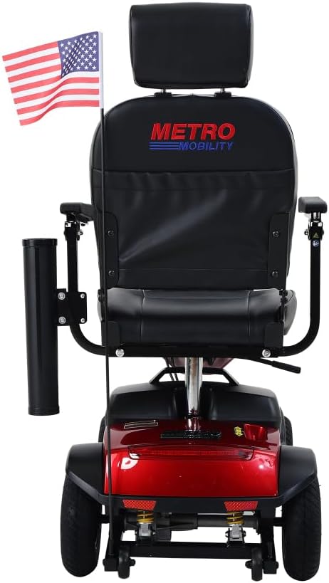 MAX Plus Emerald Outdoor Mobility Scooter - 16 Miles Range, Foldable Design, Anti-Tip Safety System, USB Charger & Cup Holder, 2 * 20AH Battery (300W Motor, 136kg Capacity) (Red + Metal)