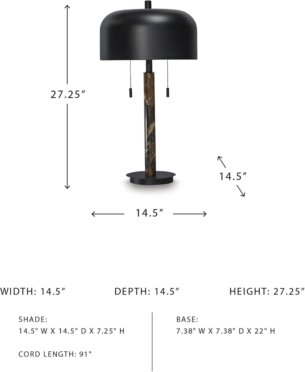 Signature Design by Ashley Alanbert Industrial Metal Table Lamp with On/Off Pull-Chain Switch, Light Brown & Black