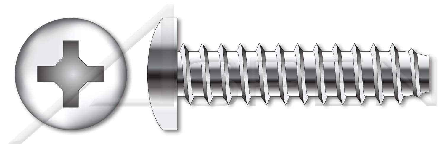 (1500 pcs) 1/4'-14 X 3/4', Self-Tapping Sheet Metal Screws, Type B, Pan Phillips Drive, Stainless Steel
