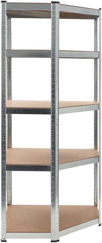 5-Layer Corner Shelf Industrial Racks Organizer for Living Room Garage Storage Racks Suitable for bedrooms, Living Rooms and Offices Silver Steel&Engineered Wood (Silver 29.5' x 29.5'