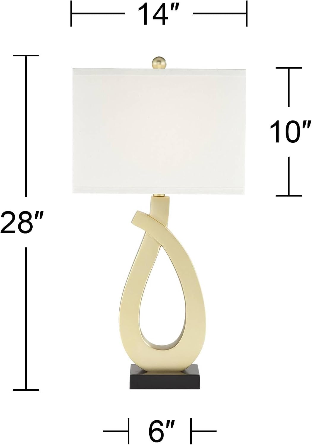 360 Lighting Simone 28' Tall Set of 2 Modern Table Lamps with USB Ports A+C Charging Sculptural Gold Metal White Rectangular Shade Decor Living Room Bedroom House Bedside Nightstand Home Office