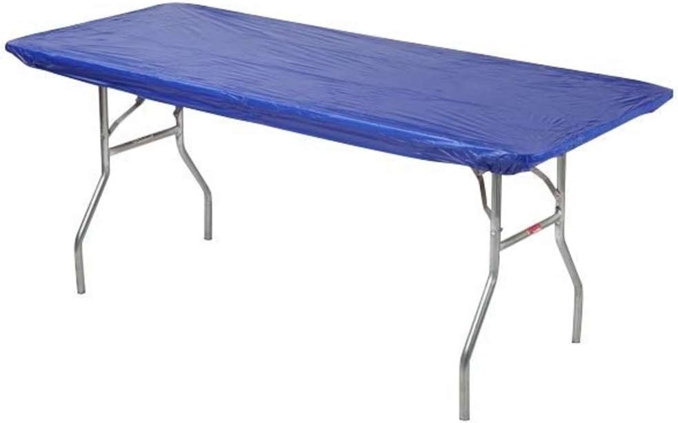 Kwik-Covers 6' x 30' Fitted Plastic Table Covers, 20-Pack, Royal Blue
