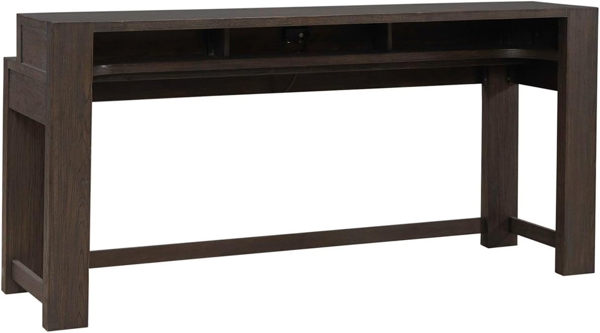 Liberty Furniture Lennox Hill Living Room Console Bar Table with Charging Station - Bark