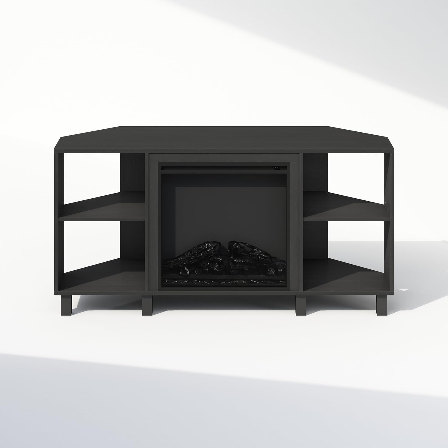 Electric Fireplace TV Stand - Corner Entertainment Center for TVs up to 55 Inch Americano/Corner with Top Shelf