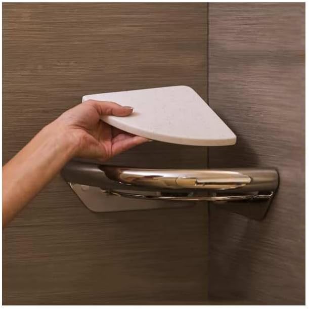 Corner Shelf 9' Integrated ADA Grab Bar - Brushed Stainless, 500 Lbs