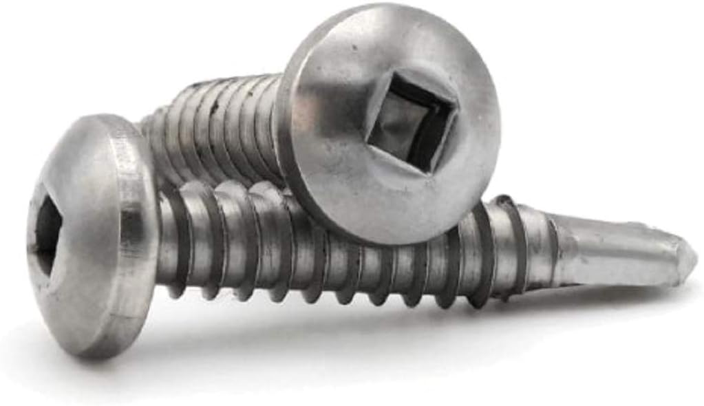 #12 Square Drive Pan Head Self Drilling Screws 410 Stainless Steel TEK Sheet Metal Screws #12 x 1-1/2 inch Qty 100