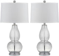 SAFAVIEH Lighting Collection Mercurio Crackle Glass Double Gourd 29-inch Bedroom Living Room Home Office Desk Nightstand Table Lamp Set of 2 (LED Bulbs Included)