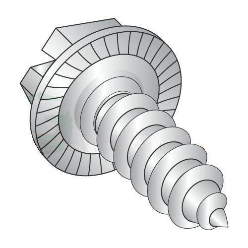 #14 x 3/4' Type AB Self-Tapping Screws/Serrated/Slotted/Hex Washer Head / 18-8 Stainless Steel/Serrations Under Head (Carton: 1,500 pcs)