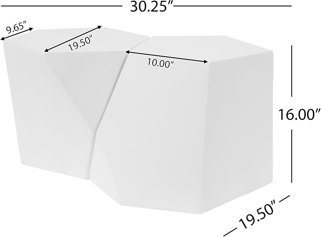 Merax Modern Mgo Coffee Table Set, 2 Piece Geometric Side Table Includes 1 Pentagon-Topped Table & 1 Hexagon-Topped Table for Living Room Office, White