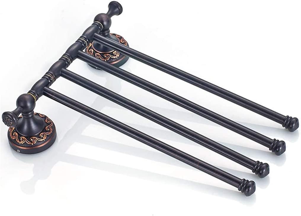 Swivel Towel Rack,Modern Black Swing Out Towel Bar Towel Racks for Bathroom or Kitchen, Metal Oil Rubbed Bronze Towel Bar Folding Arm Swivel Hanger Bathroom Storage Organizer Wall Mounted (Color : B