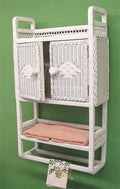 Wicker Cabinet with Towel Bar, White