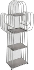 Metal Bookshelf 4-Tier Bookshelf Floor-Standing Open Bookshelf Storage Corner Shelf Display for Living Room, Bedroom (Gray), Grey