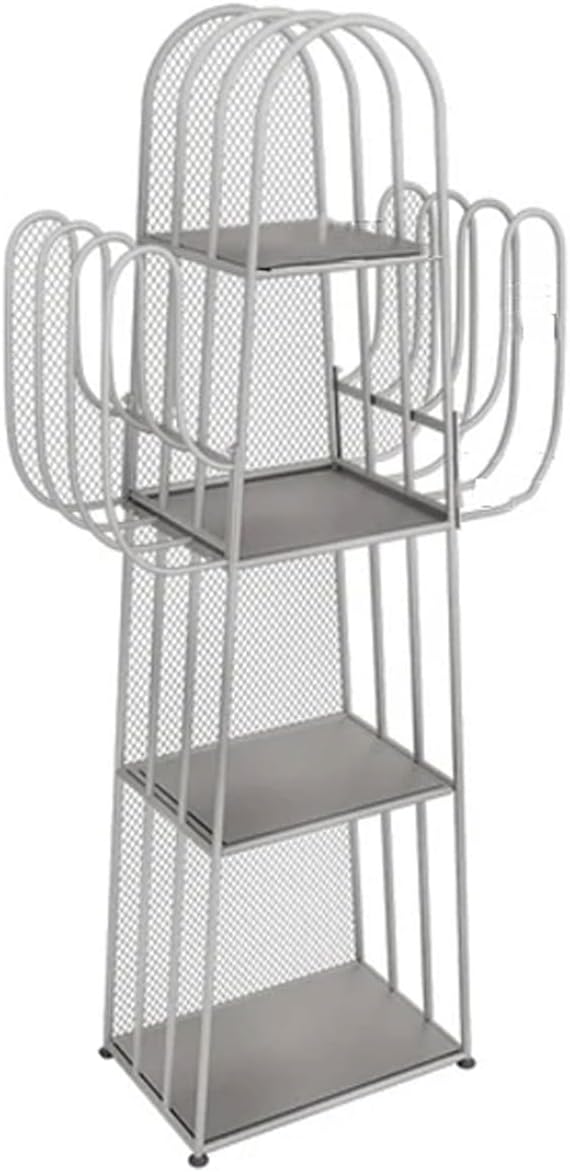 Metal Bookshelf 4-Tier Bookshelf Floor-Standing Open Bookshelf Storage Corner Shelf Display for Living Room, Bedroom (Gray), Grey
