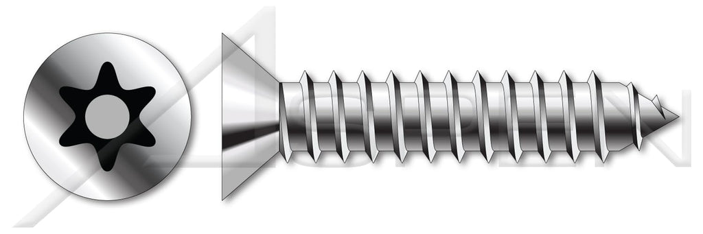 (2500 pcs) #14 X 3/4', Self-Tapping Sheet Metal Screws, Flat Countersunk Head Tamper-Resistant 6Lobe Torx(r) Pin Drive, Type AB, Stainless Steel, Includes Driver Bit