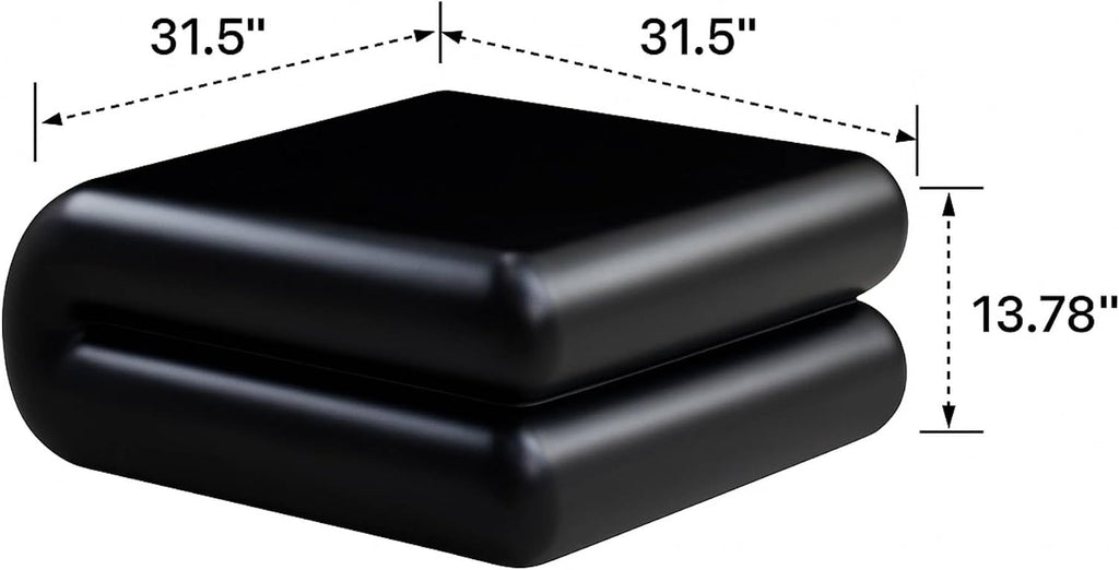 Square Coffee Tables for Living Room, Mid Century Modern Minimalist Side CoffeeTables Travertine Stone Pattern Accent End Table for Apartment, Office Fibgerglass Black