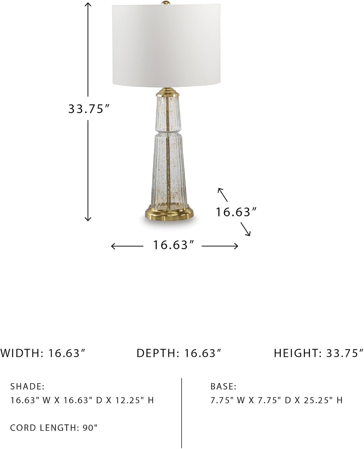 Signature Design by Ashley Bakersboro Coastal Metal Table Lamp with 3-Way Switch, Clear & Metallic