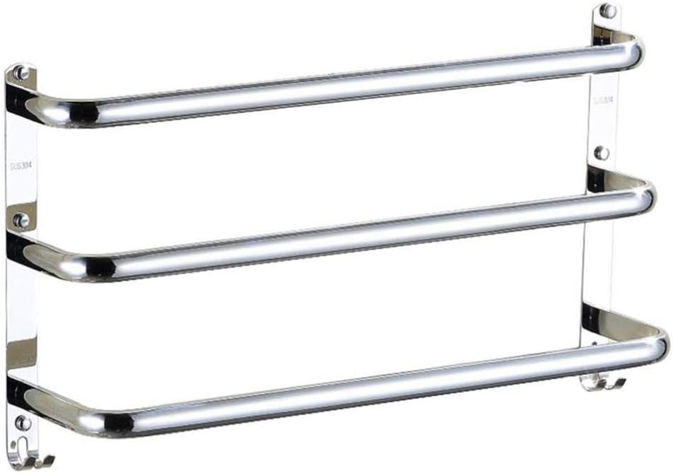 Towel Rack 304 Stainless Steel Towel Shelf Towel Rail Self Adhesive Wall Mounted Towel Bar 30/40/50-60/70/80cm for Kitchen Bathroom-Double_rod-50CM (Three Rod)