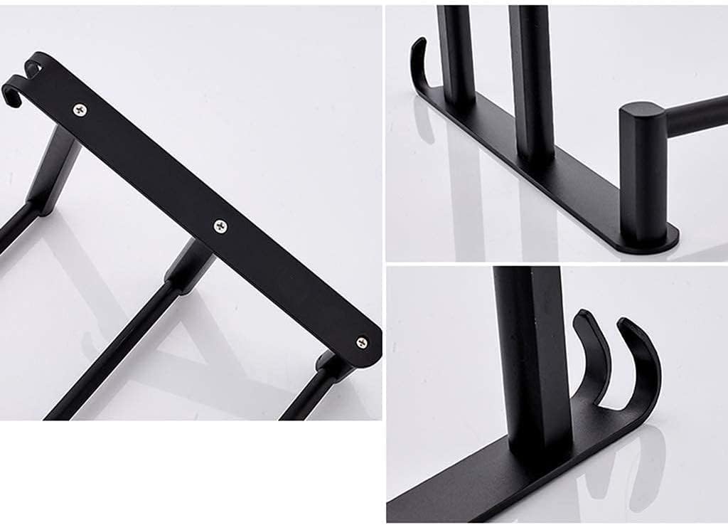Black Wall-Mounted Towel Bar for Bathroom - Space Aluminum 3-Layer Towel Rack with Towel Rail - Stylish and Practical Towel Holder.