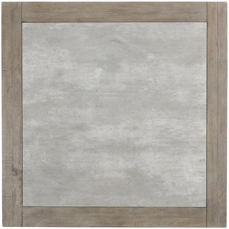 Pemberly Row 50' Square Wood Coffee Table, Antique Gray Finish, Reclaimed Wood Frame with Concrete Laminate Top, Open Shelf Design, Transitional Style Living Room Centerpiece or Storage Table