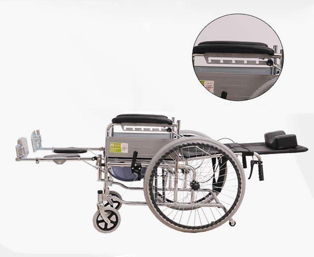 Wheelchair Lying, Light with Toilet Multifunction Old Man Disabled Trolley Scooter,Portable