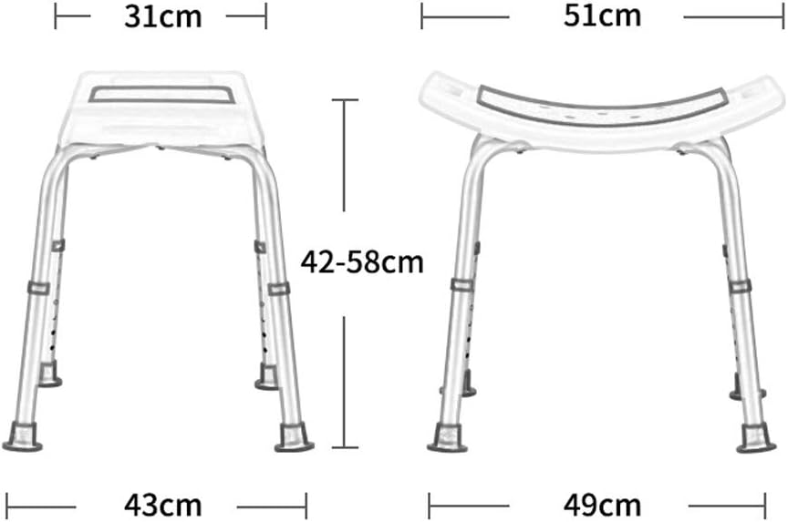 Shower Stool Shower Seat Shower Stool,Aluminium Shower Seat Chair Non-Slip Height Adjustable Disability Aid,Suitable for People with Reduced Mobility