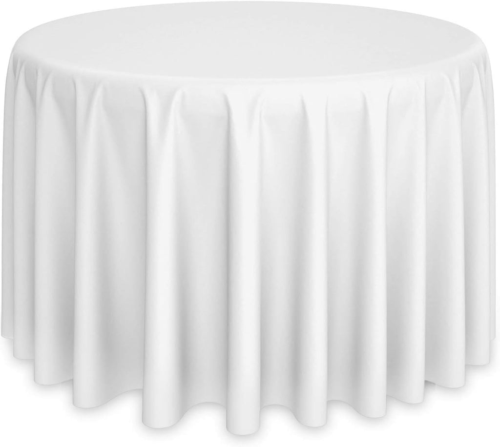 Lann's Linens - 10 Premium 132' Round Tablecloths for Wedding/Banquet/Restaurant - Polyester Fabric Table Cloths - White