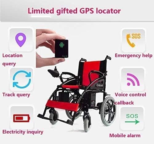 Seniors Elderly Scooter Four Electric wheelchairs Intelligent Lightweight Foldable GPS, Suitable for The Elderly Travel, red, 96X67CM