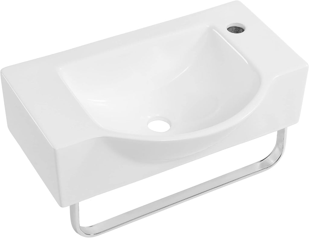 Château 21.5' Right Side Faucet Wall-Mount Bathroom Sink with Chrome Towel Bar