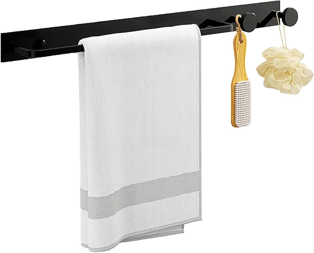 Towel Rack with Hook Wall Mounted Towel Bar Self Adhesive Towel Holder No Drill Space Aluminum for Kitchen Toilet,Black,50cm Bathroom